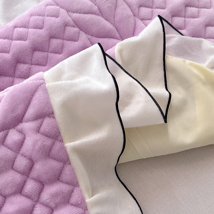 91家纺网 家纺一手货源 找家纺 梦舒羽 2025新款A类牛奶绒夹棉花边枕套情侣双人加长枕芯套枕头套-轻奢 花边轻奢款-梦幻紫