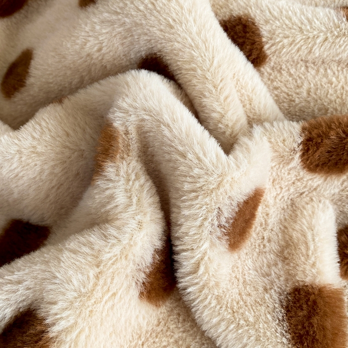 91家纺网 家纺一手货源 找家纺 蝶帕家纺 2025新款兔毛绒印花四件套 波点咖