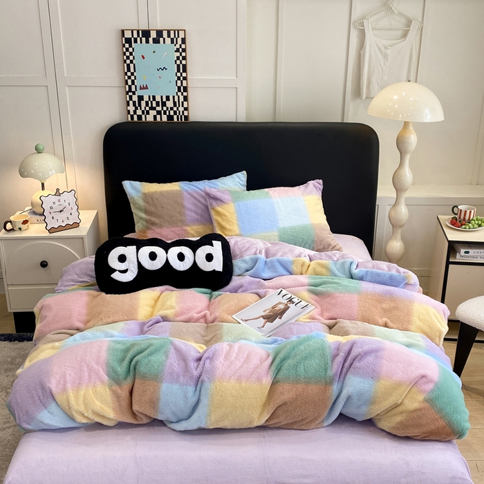 91家纺网 家纺一手货源 找家纺 蝶帕家纺 2025新款兔毛绒印花四件套 马格丽