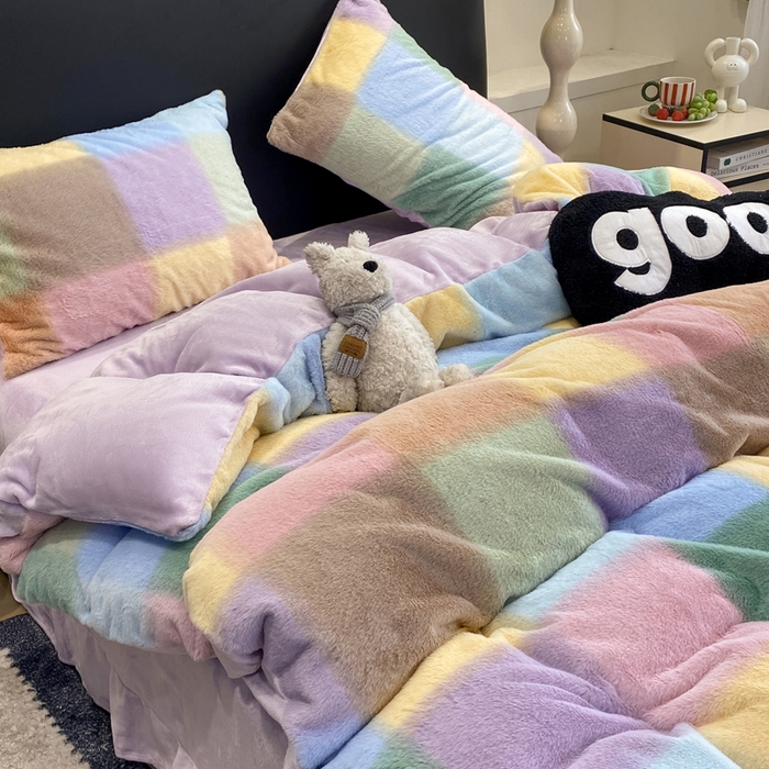 91家纺网 家纺一手货源 找家纺 蝶帕家纺 2025新款兔毛绒印花四件套 马格丽