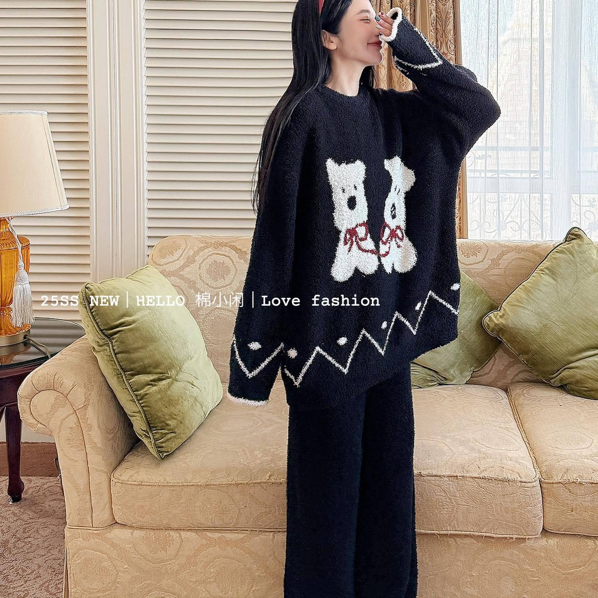 91家纺网 家纺一手货源 找家纺 （总）妍景家居生活馆 2025新款软绵绵蝴蝶结狗狗睡衣套装