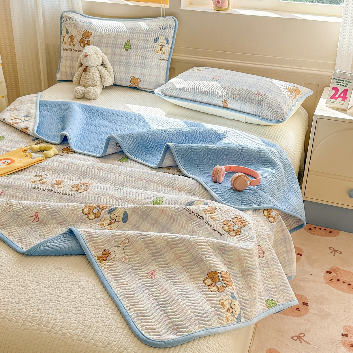 91家纺网 家纺一手货源 找家纺 布兰鸟家纺【1店】 2025新款全棉宝宝绒夹棉床盖单品床盖床盖单件（四季换面用） 梦迪乐园