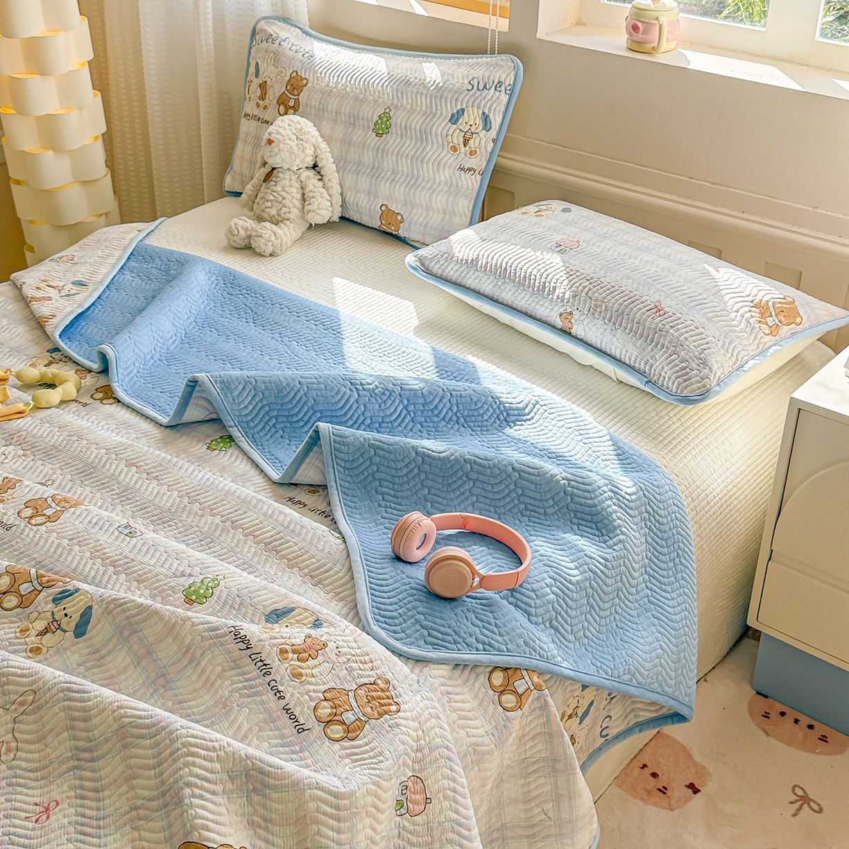 91家纺网 家纺一手货源 找家纺 布兰鸟家纺【1店】 2025新款全棉宝宝绒夹棉床盖单品床盖床盖单件（四季换面用） 梦迪乐园