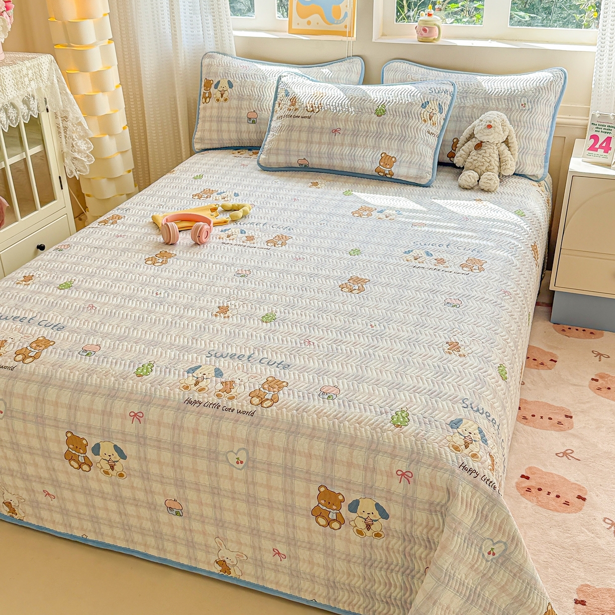 91家纺网 家纺一手货源 找家纺 布兰鸟家纺【1店】 2025新款全棉宝宝绒夹棉床盖单品床盖床盖单件（四季换面用） 梦迪乐园