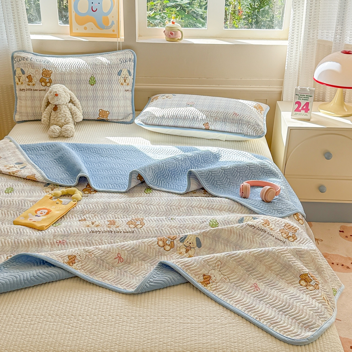 91家纺网 家纺一手货源 找家纺 布兰鸟家纺【1店】 2025新款全棉宝宝绒夹棉床盖单品床盖床盖单件（四季换面用） 梦迪乐园