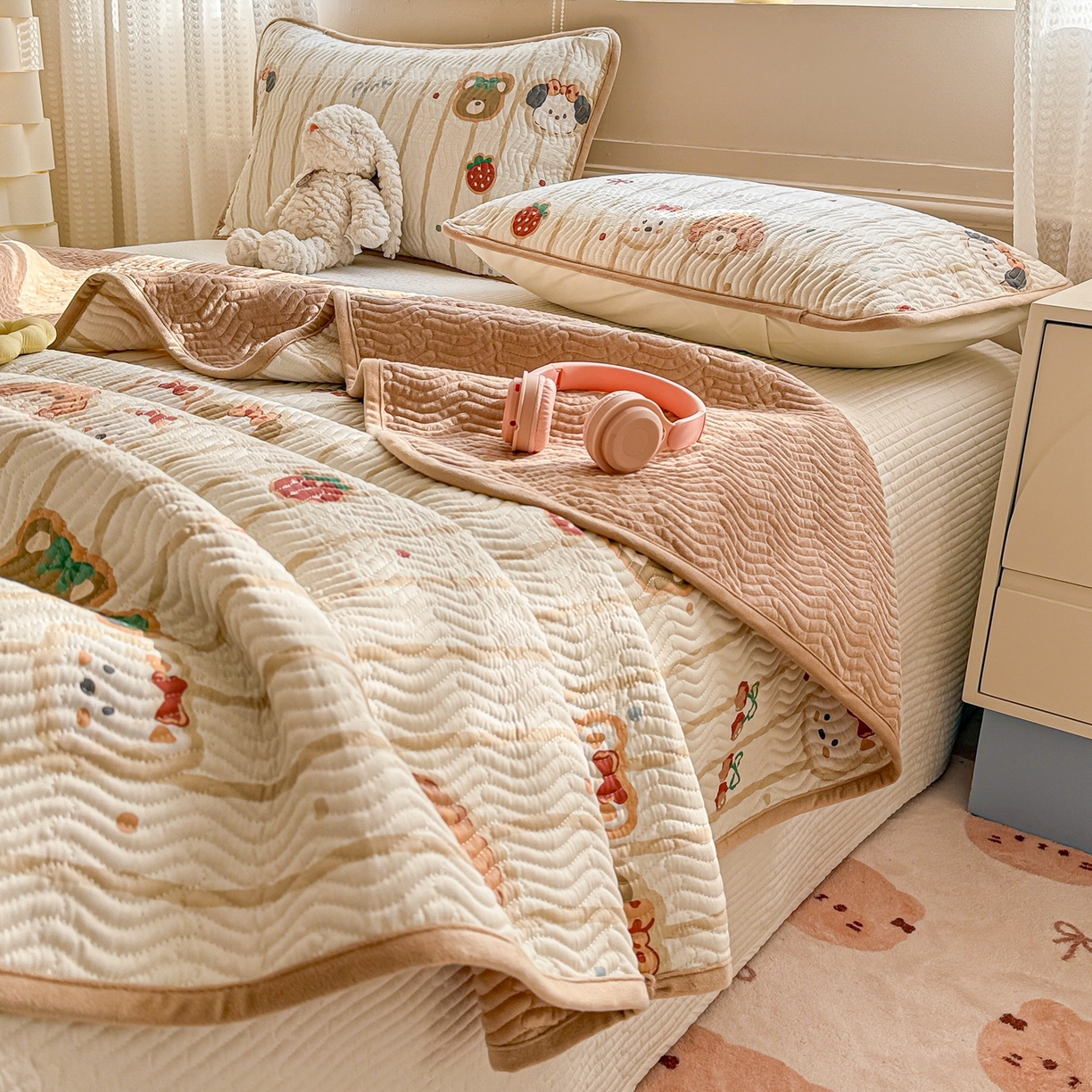 91家纺网 家纺一手货源 找家纺 布兰鸟家纺【1店】 2025新款全棉宝宝绒夹棉床盖单品床盖床盖单件（四季换面用） 达乐宝贝