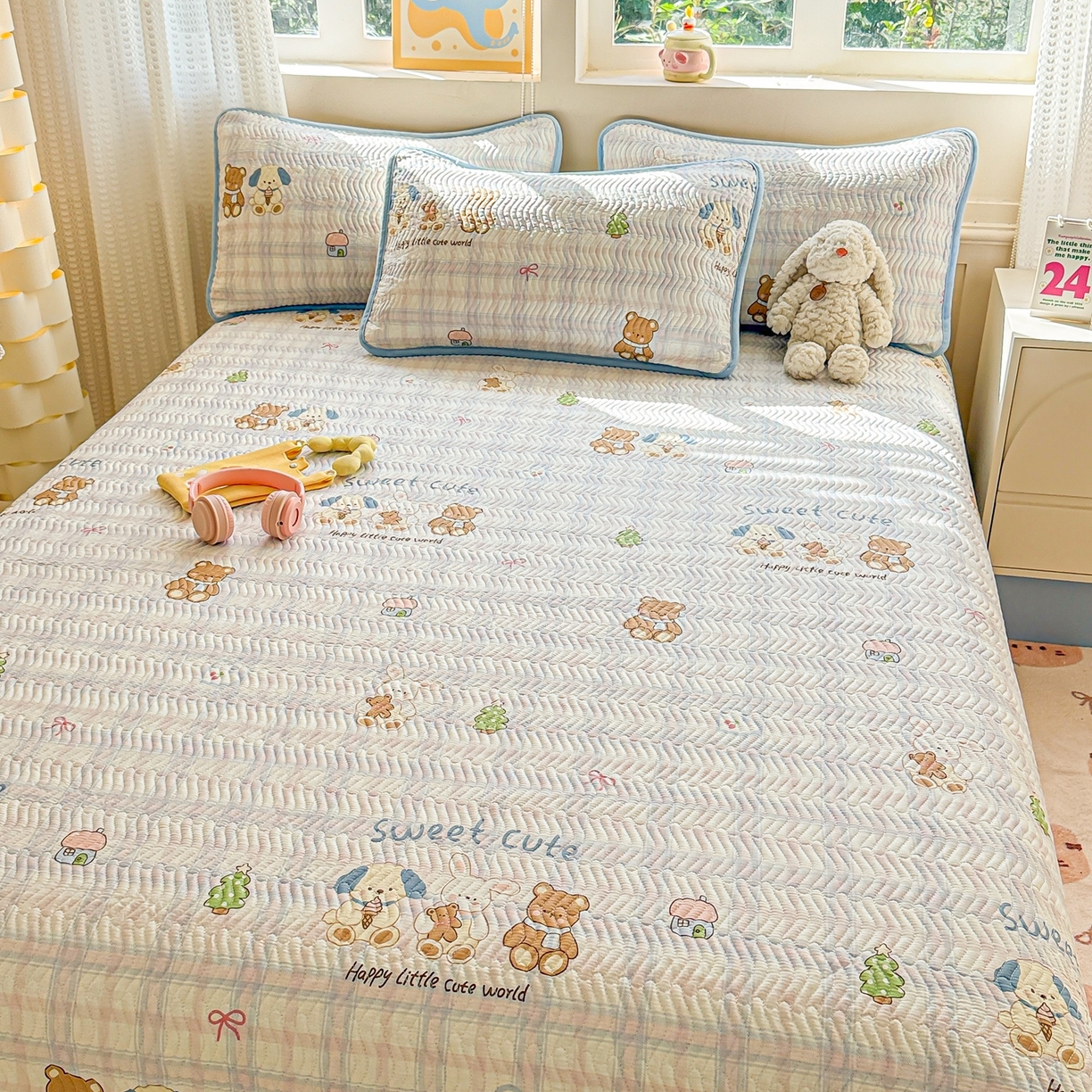 91家纺网 家纺一手货源 找家纺 布兰鸟家纺【1店】 2025新款全棉宝宝绒夹棉床盖单品床盖床盖单件（四季换面用） 梦迪乐园