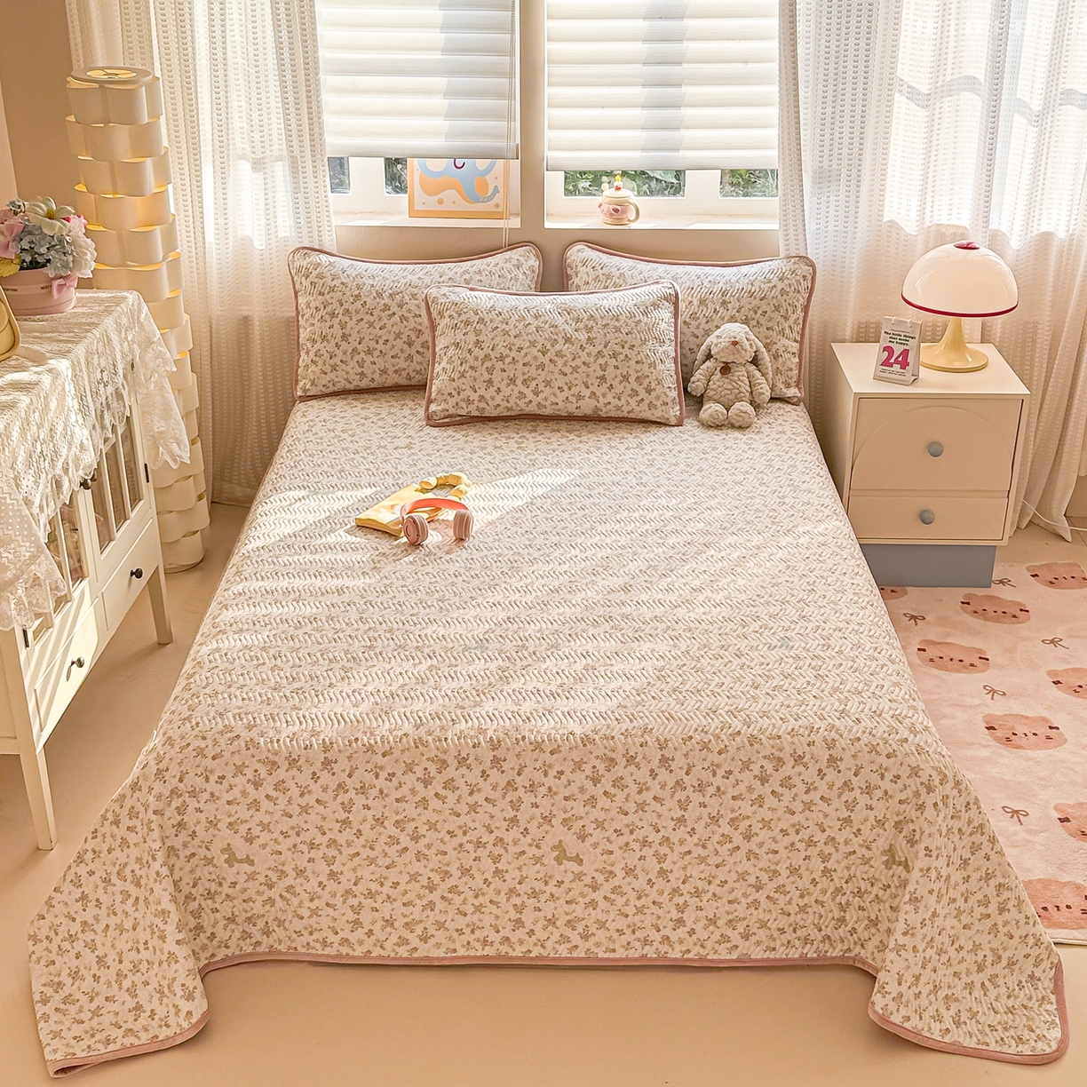 91家纺网 家纺一手货源 找家纺 布兰鸟家纺【1店】 2025新款全棉宝宝绒夹棉床盖单品床盖床盖单件（四季换面用） 鲜花小马