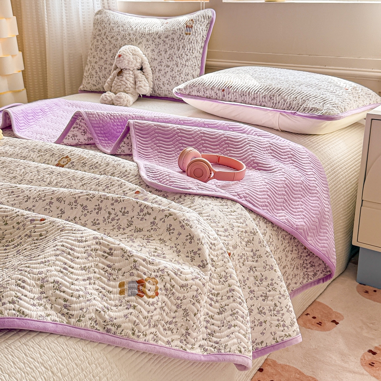 91家纺网 家纺一手货源 找家纺 布兰鸟家纺【1店】 2025新款全棉宝宝绒夹棉床盖单品床盖床盖单件（四季换面用） 阳光狮子