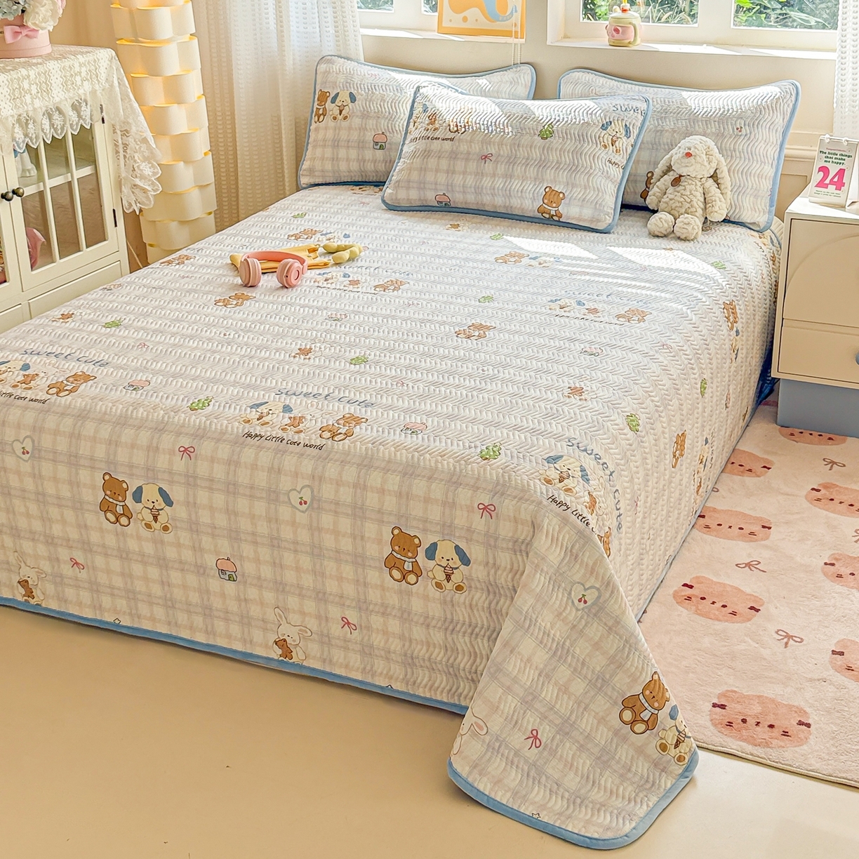 91家纺网 家纺一手货源 找家纺 （总）布兰鸟家纺【1店】 2025新款全棉宝宝绒夹棉床盖单品床盖床盖单件（四季换面用）