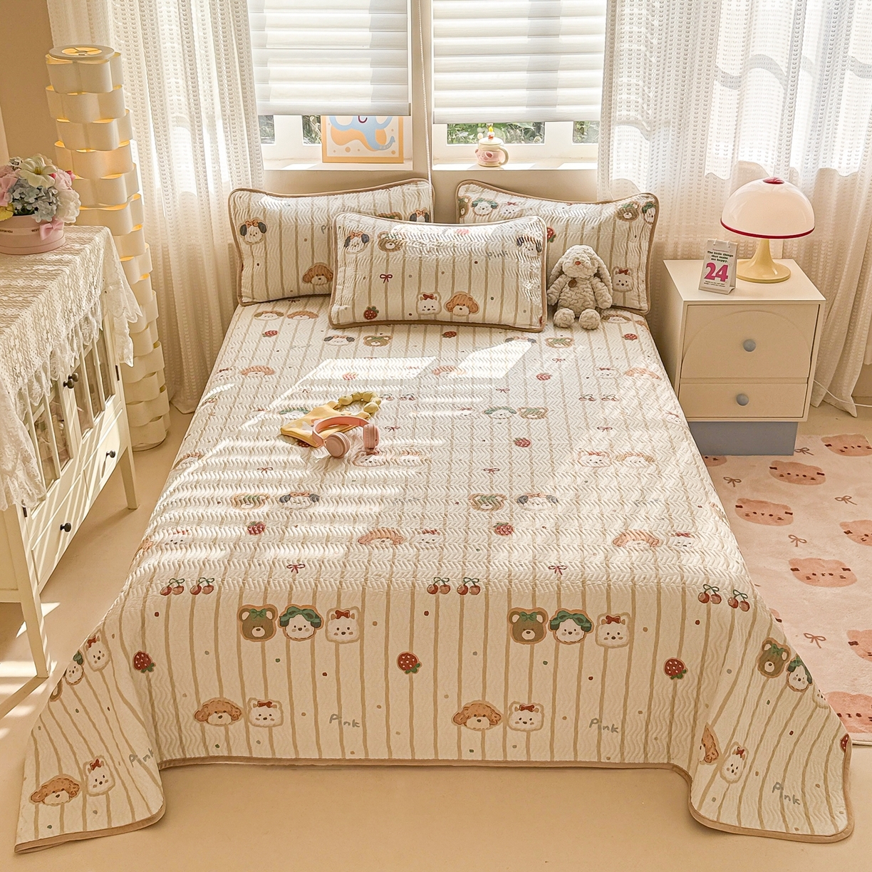 91家纺网 家纺一手货源 找家纺 布兰鸟家纺【1店】 2025新款全棉宝宝绒夹棉床盖单品床盖床盖单件（四季换面用） 达乐宝贝