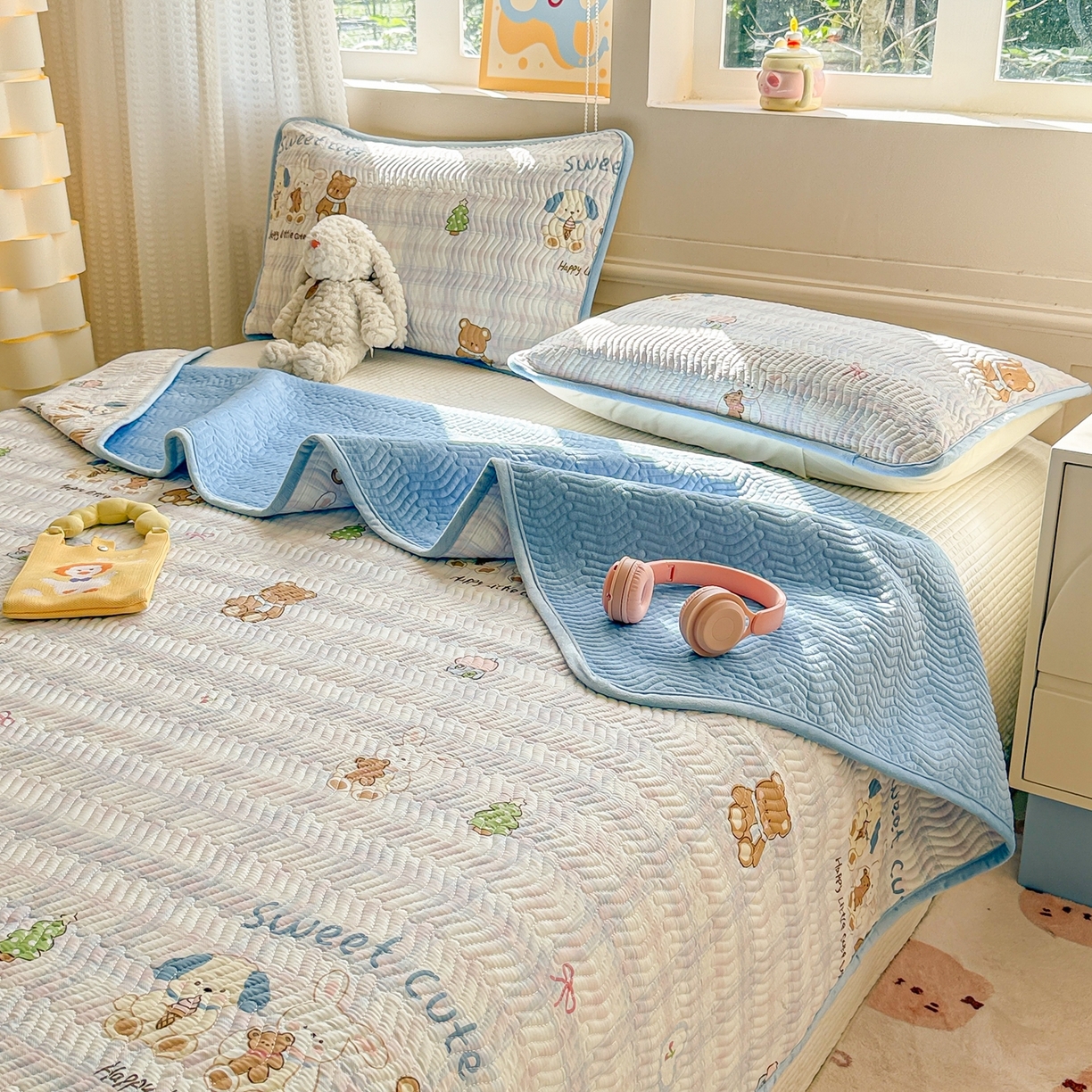 91家纺网 家纺一手货源 找家纺 布兰鸟家纺【1店】 2025新款全棉宝宝绒夹棉床盖单品床盖床盖单件（四季换面用） 梦迪乐园