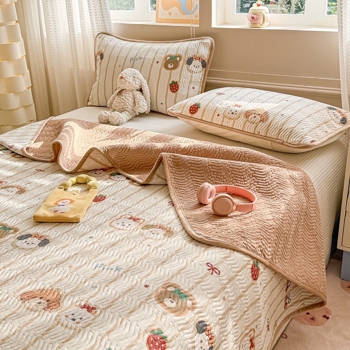 91家纺网 家纺一手货源 找家纺 布兰鸟家纺【1店】 2025新款全棉宝宝绒夹棉床盖单品床盖床盖单件（四季换面用） 达乐宝贝