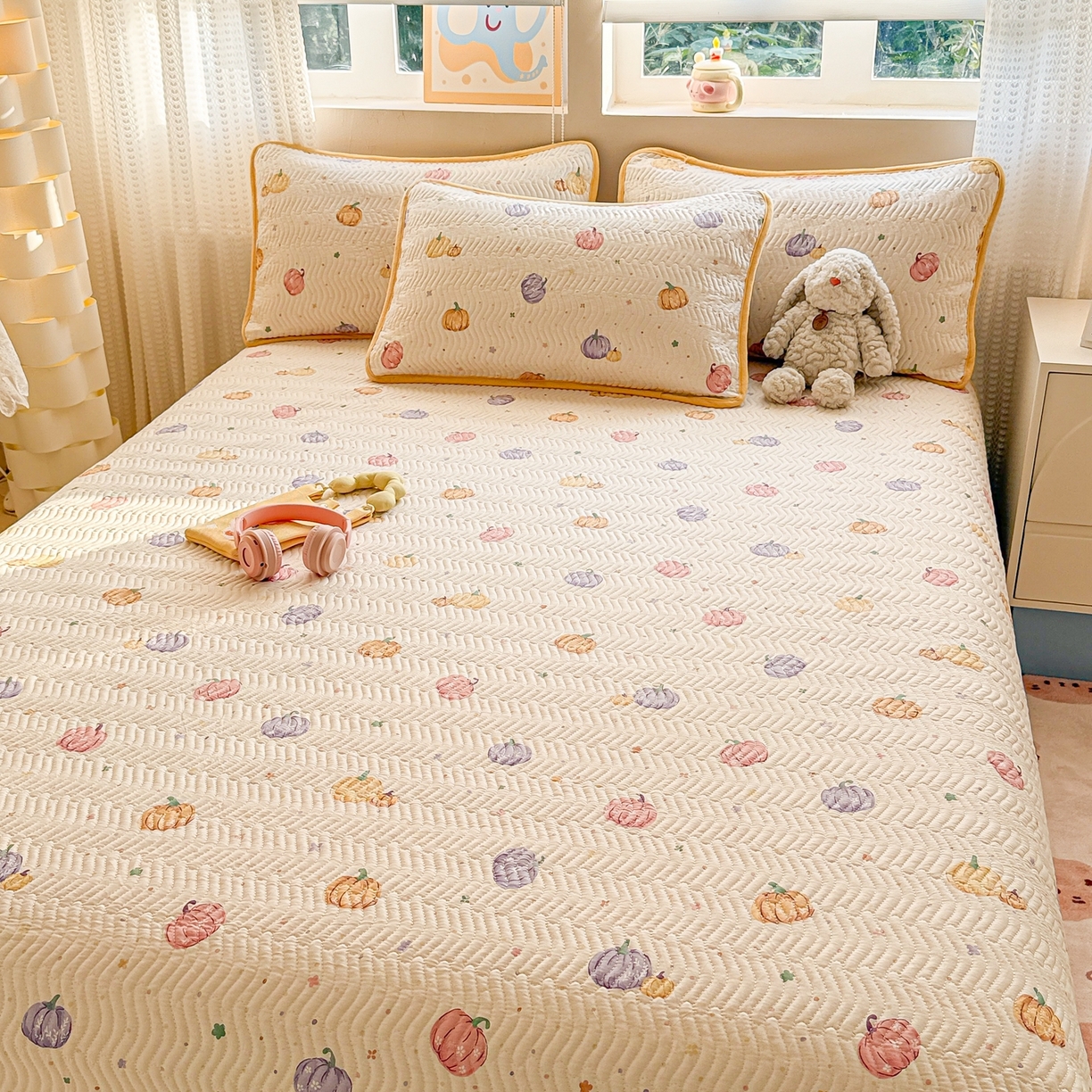 91家纺网 家纺一手货源 找家纺 布兰鸟家纺【1店】 2025新款全棉宝宝绒夹棉床盖单品床盖床盖单件（四季换面用） 贝贝南瓜