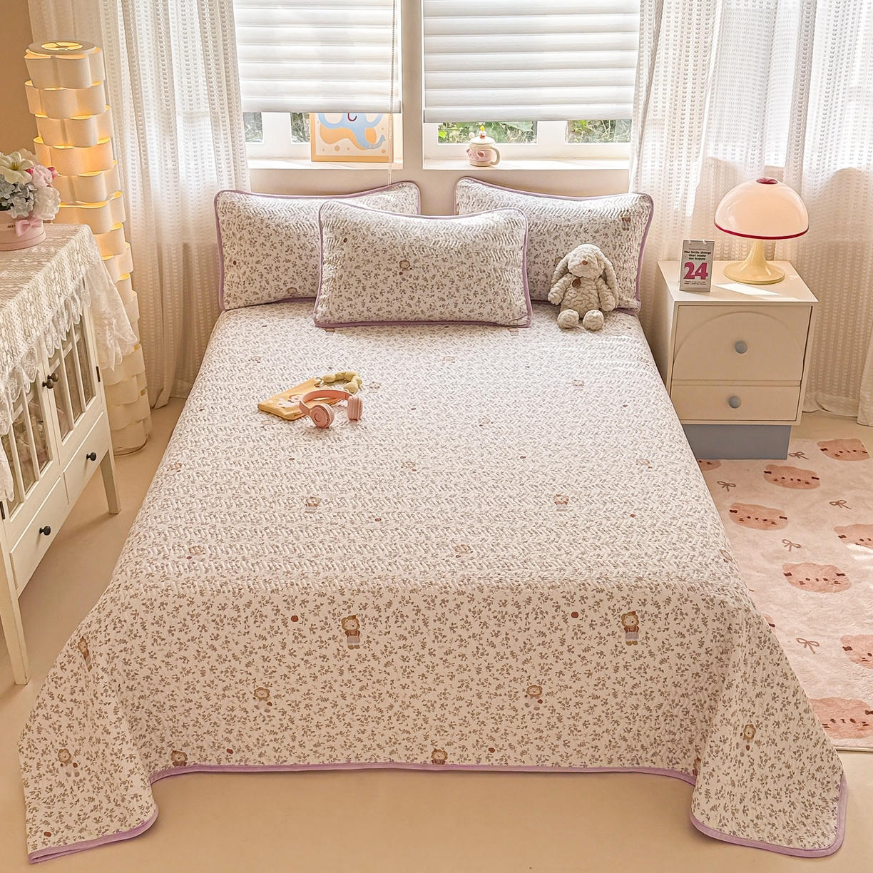 91家纺网 家纺一手货源 找家纺 布兰鸟家纺【1店】 2025新款全棉宝宝绒夹棉床盖单品床盖床盖单件（四季换面用） 阳光狮子