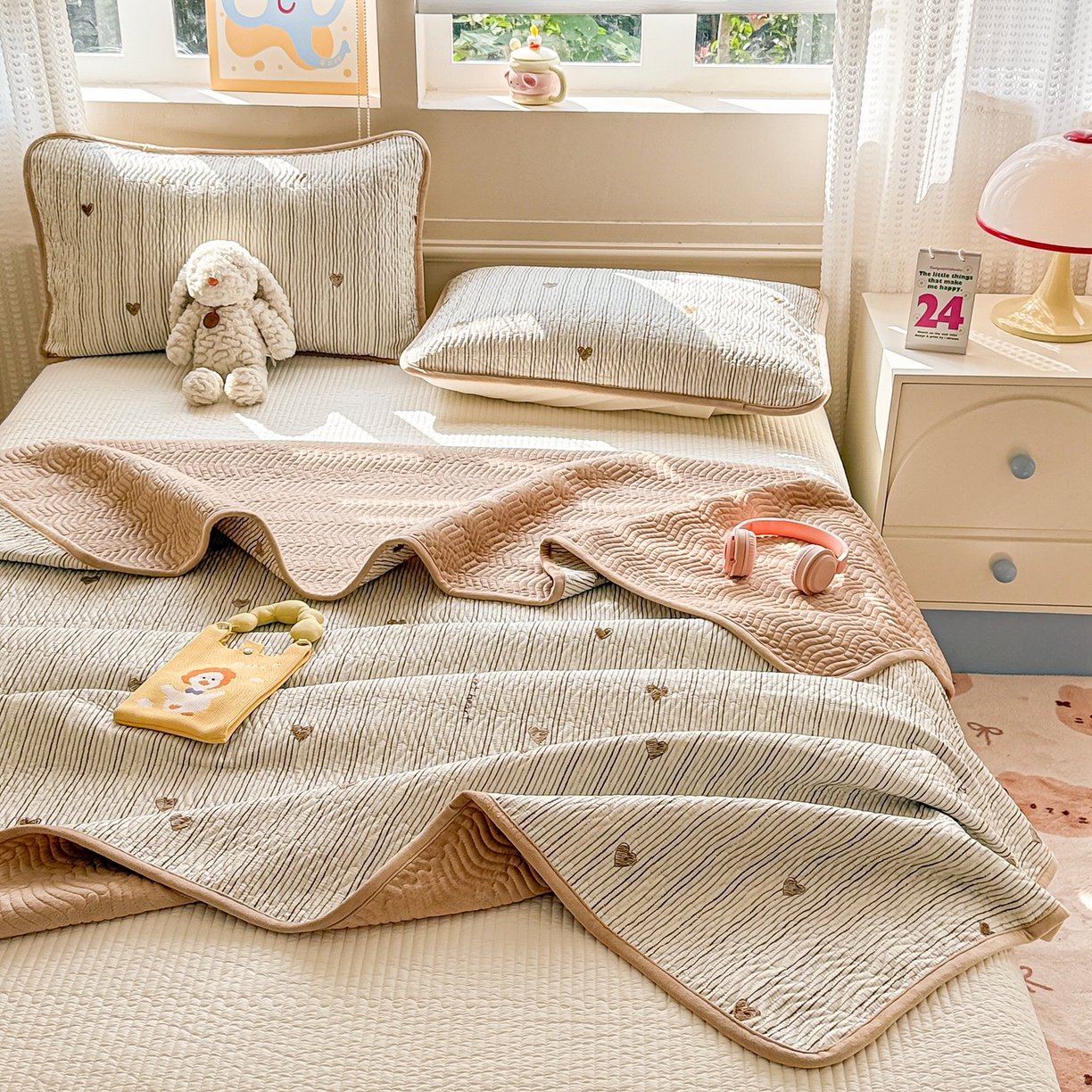 91家纺网 家纺一手货源 找家纺 布兰鸟家纺【1店】 2025新款全棉宝宝绒夹棉床盖单品床盖床盖单件（四季换面用） 心动时刻