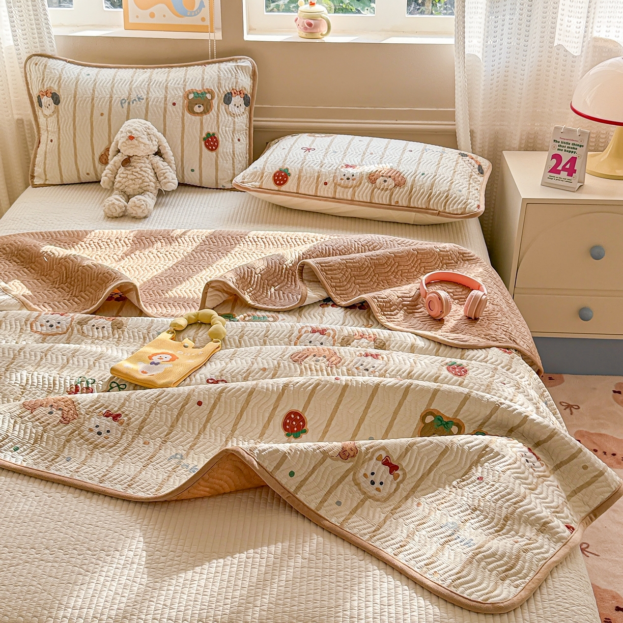 91家纺网 家纺一手货源 找家纺 布兰鸟家纺【1店】 2025新款全棉宝宝绒夹棉床盖单品床盖床盖单件（四季换面用） 达乐宝贝