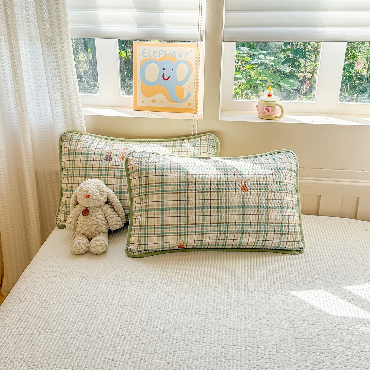 91家纺网 家纺一手货源 找家纺 布兰鸟家纺【1店】 2025新款全棉宝宝绒夹棉床盖单品床盖床盖单件（四季换面用） 格彩小象