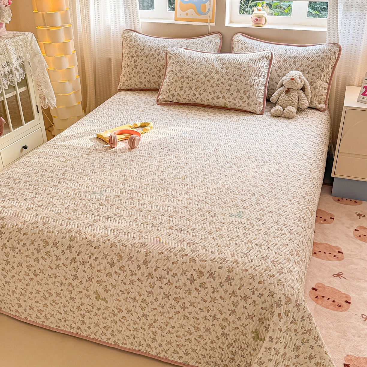 91家纺网 家纺一手货源 找家纺 布兰鸟家纺【1店】 2025新款全棉宝宝绒夹棉床盖单品床盖床盖单件（四季换面用） 鲜花小马