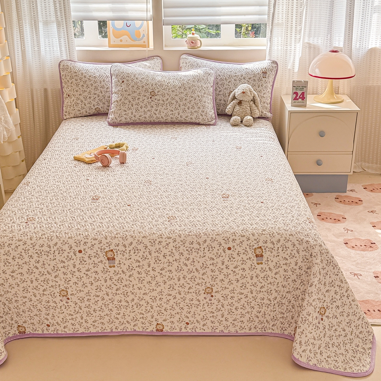 91家纺网 家纺一手货源 找家纺 布兰鸟家纺【1店】 2025新款全棉宝宝绒夹棉床盖单品床盖床盖单件（四季换面用） 阳光狮子