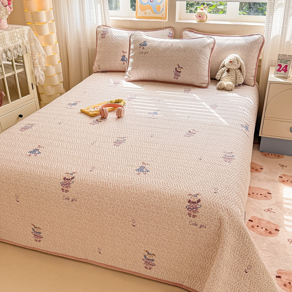 91家纺网 家纺一手货源 找家纺 布兰鸟家纺【1店】 2025新款全棉宝宝绒夹棉床盖单品床盖床盖单件（四季换面用） 美吉宠宝