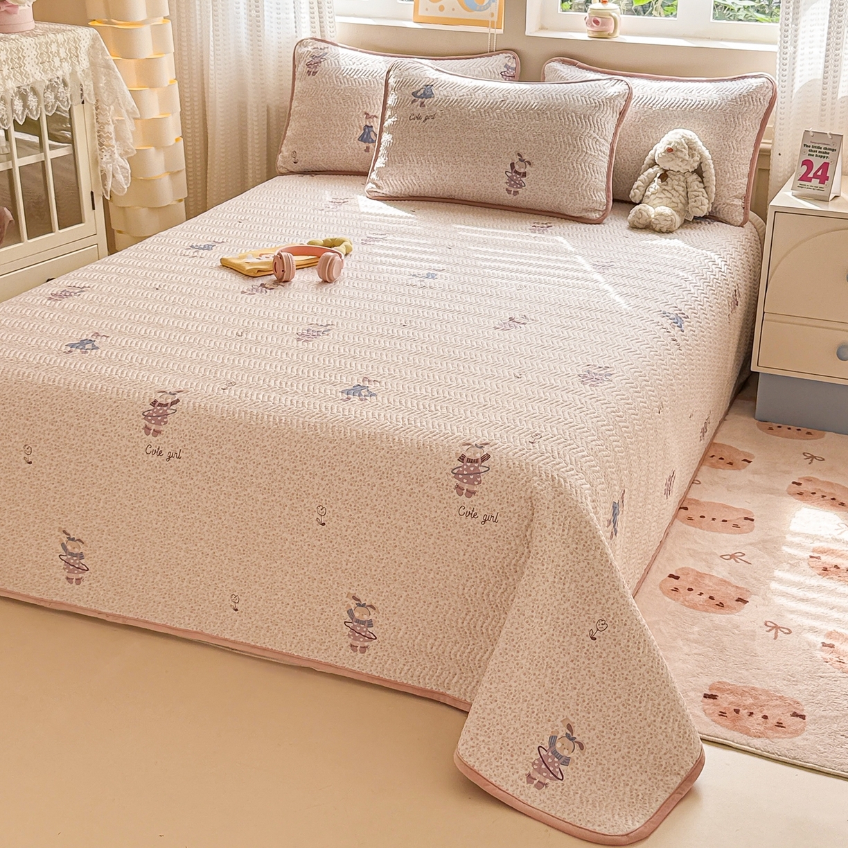 91家纺网 家纺一手货源 找家纺 （总）布兰鸟家纺【1店】 2025新款全棉宝宝绒夹棉床盖单品床盖床盖单件（四季换面用）