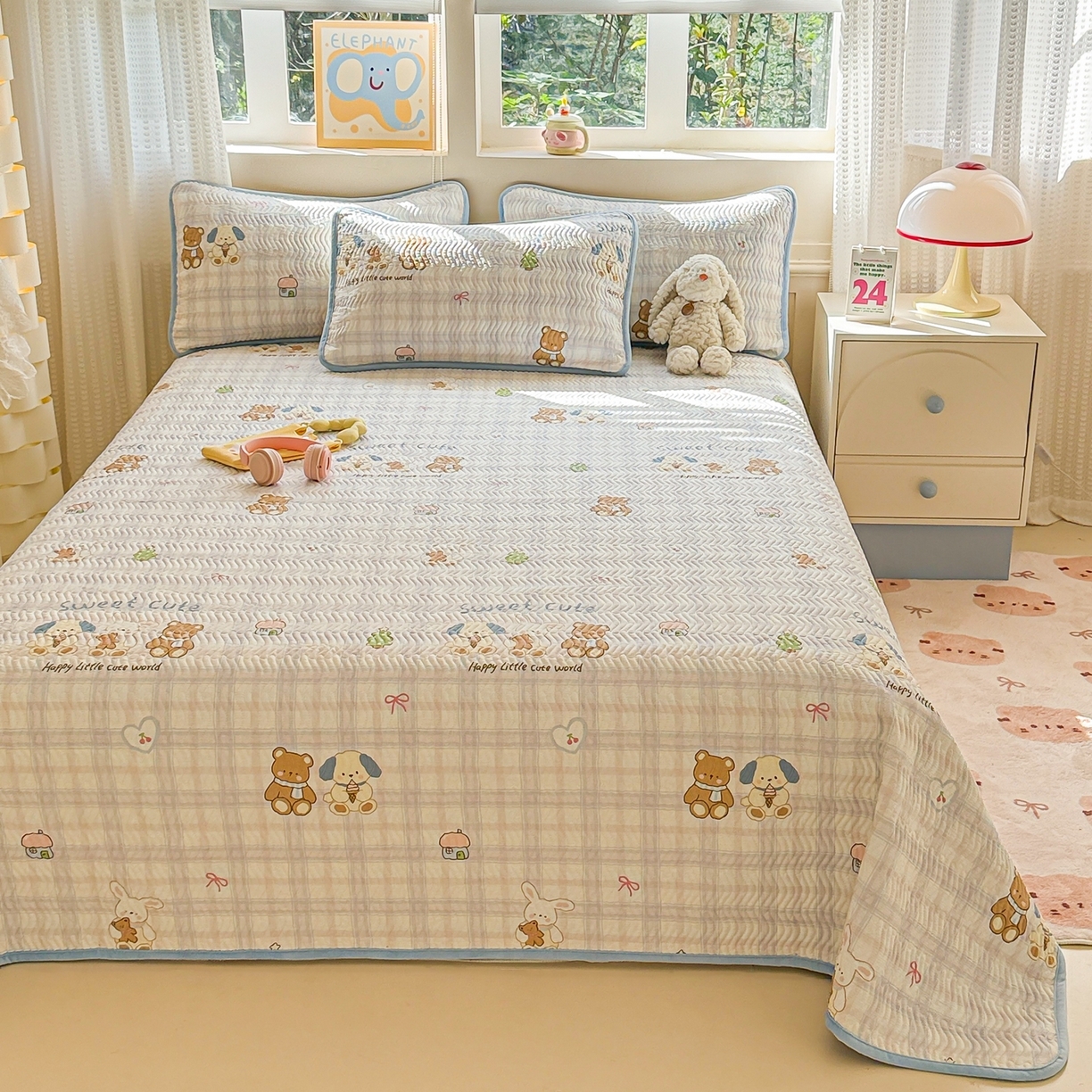 91家纺网 家纺一手货源 找家纺 布兰鸟家纺【1店】 2025新款全棉宝宝绒夹棉床盖单品床盖床盖单件（四季换面用） 梦迪乐园