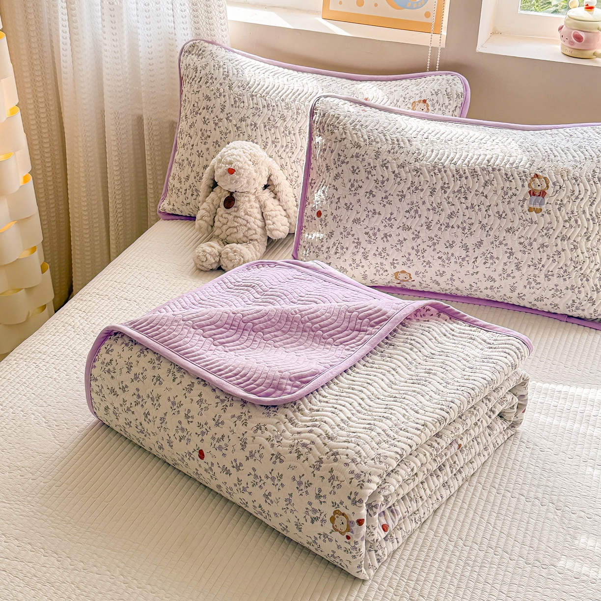 91家纺网 家纺一手货源 找家纺 布兰鸟家纺【1店】 2025新款全棉宝宝绒夹棉床盖单品床盖床盖单件（四季换面用） 阳光狮子