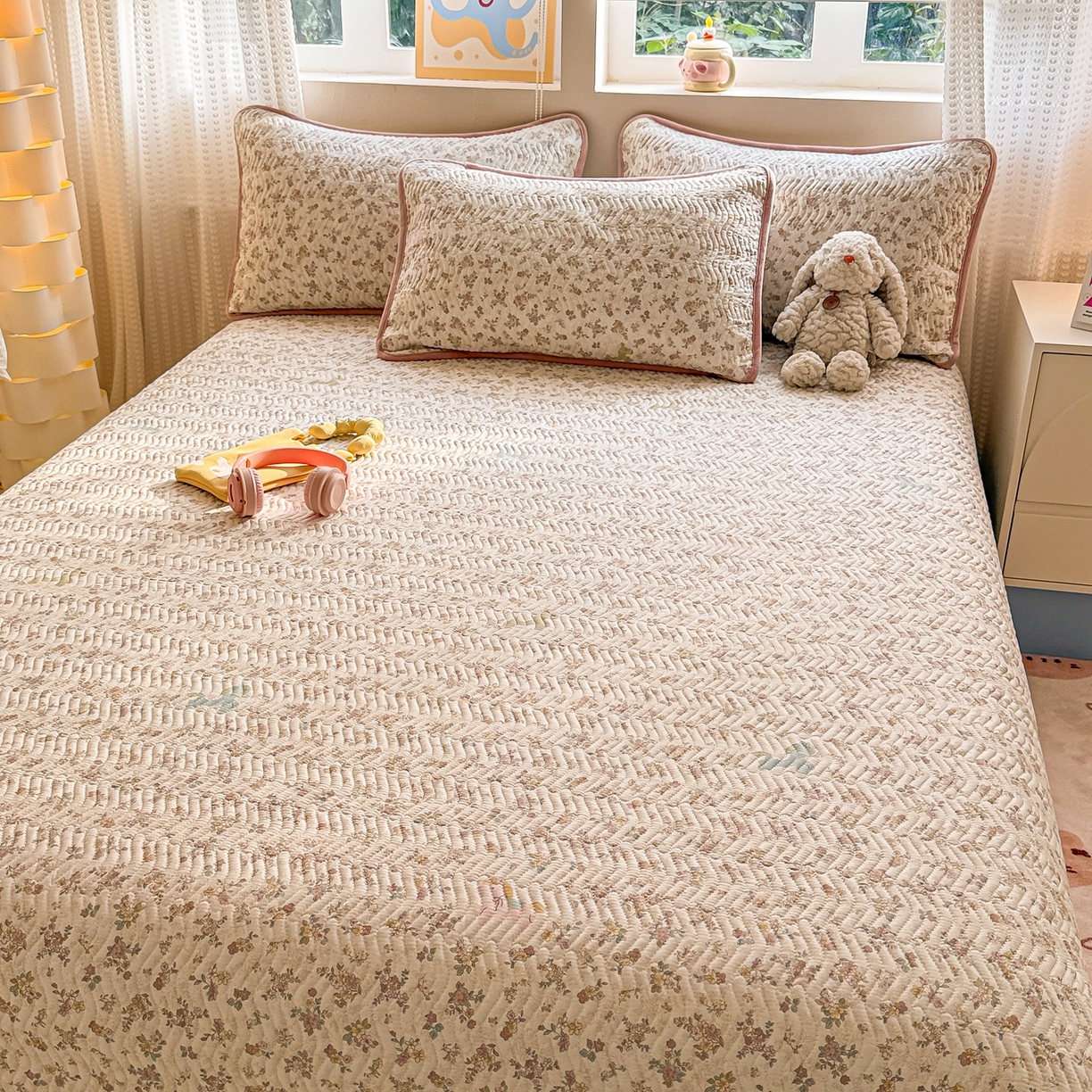 91家纺网 家纺一手货源 找家纺 布兰鸟家纺【1店】 2025新款全棉宝宝绒夹棉床盖单品床盖床盖单件（四季换面用） 鲜花小马