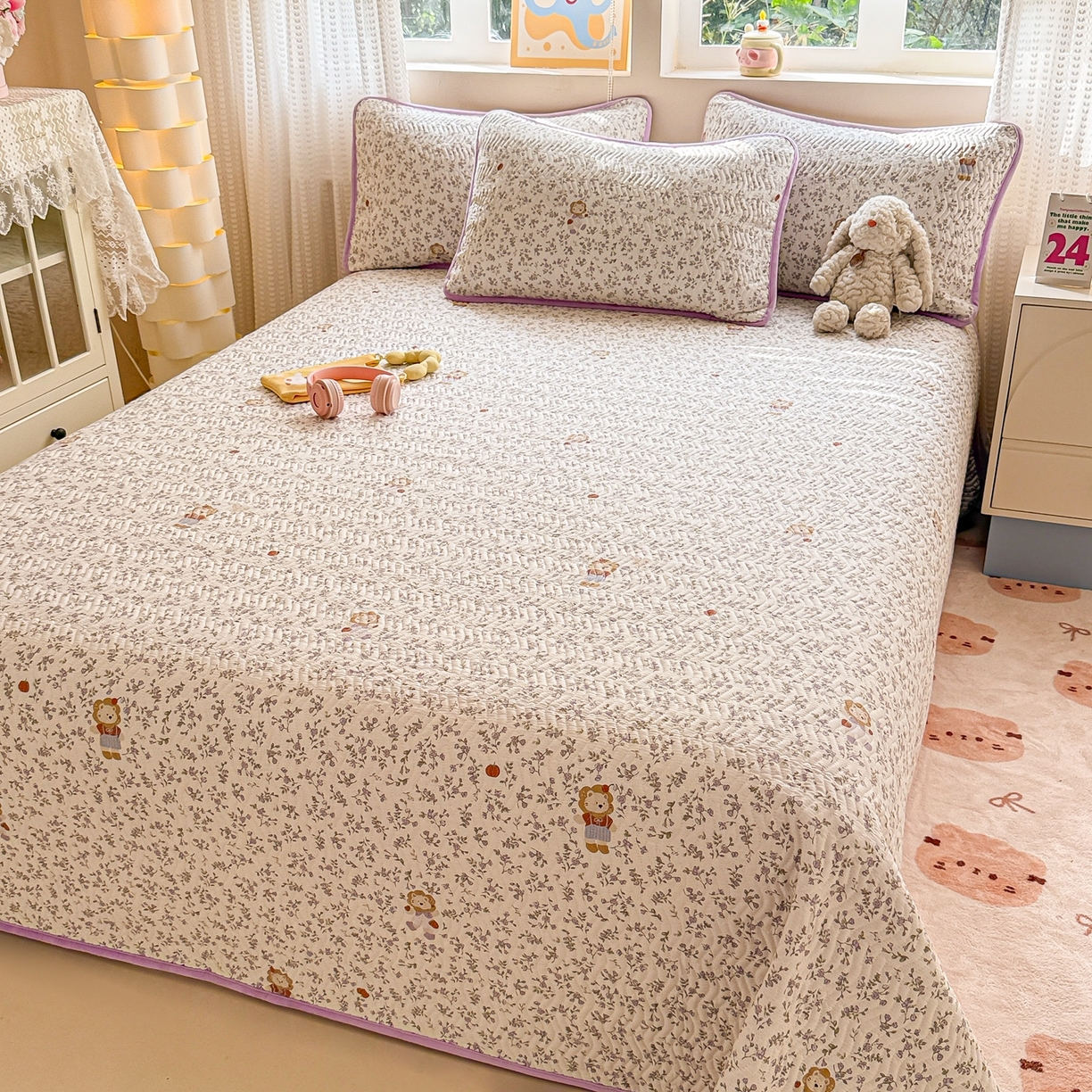 91家纺网 家纺一手货源 找家纺 布兰鸟家纺【1店】 2025新款全棉宝宝绒夹棉床盖单品床盖床盖单件（四季换面用） 阳光狮子