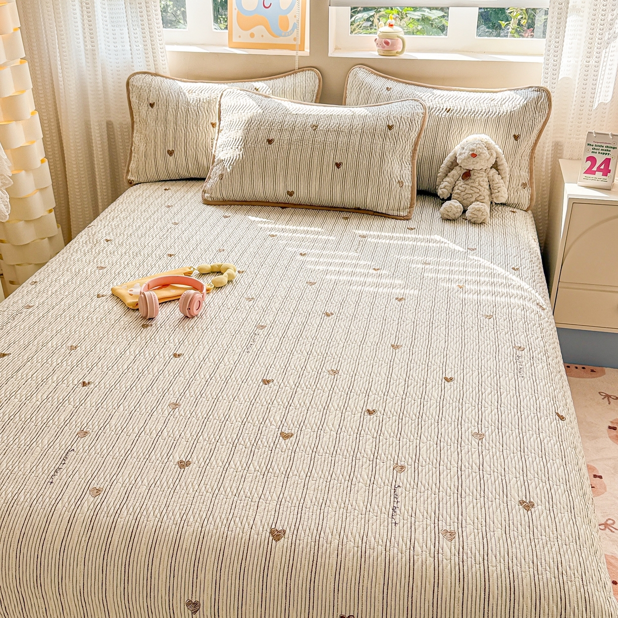 91家纺网 家纺一手货源 找家纺 布兰鸟家纺【1店】 2025新款全棉宝宝绒夹棉床盖单品床盖床盖单件（四季换面用） 心动时刻