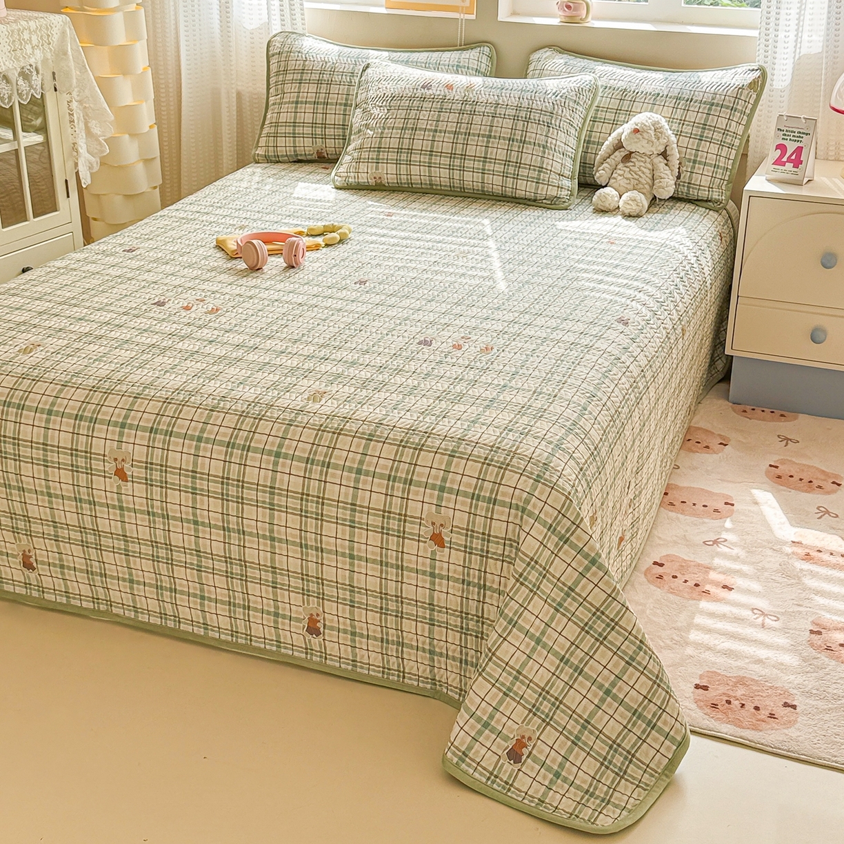 布兰鸟家纺【1店】 2025新款全棉宝宝绒夹棉床盖单品床盖床盖单件（四季换面用） 格彩小象