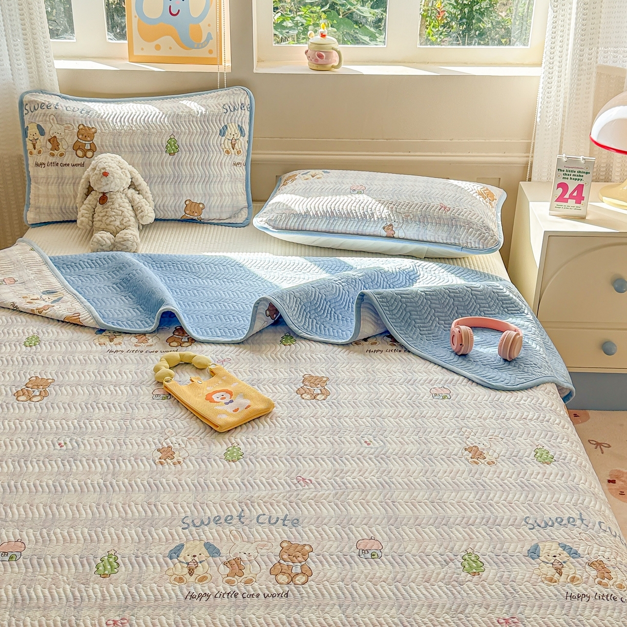 91家纺网 家纺一手货源 找家纺 布兰鸟家纺【1店】 2025新款全棉宝宝绒夹棉床盖单品床盖床盖单件（四季换面用） 梦迪乐园