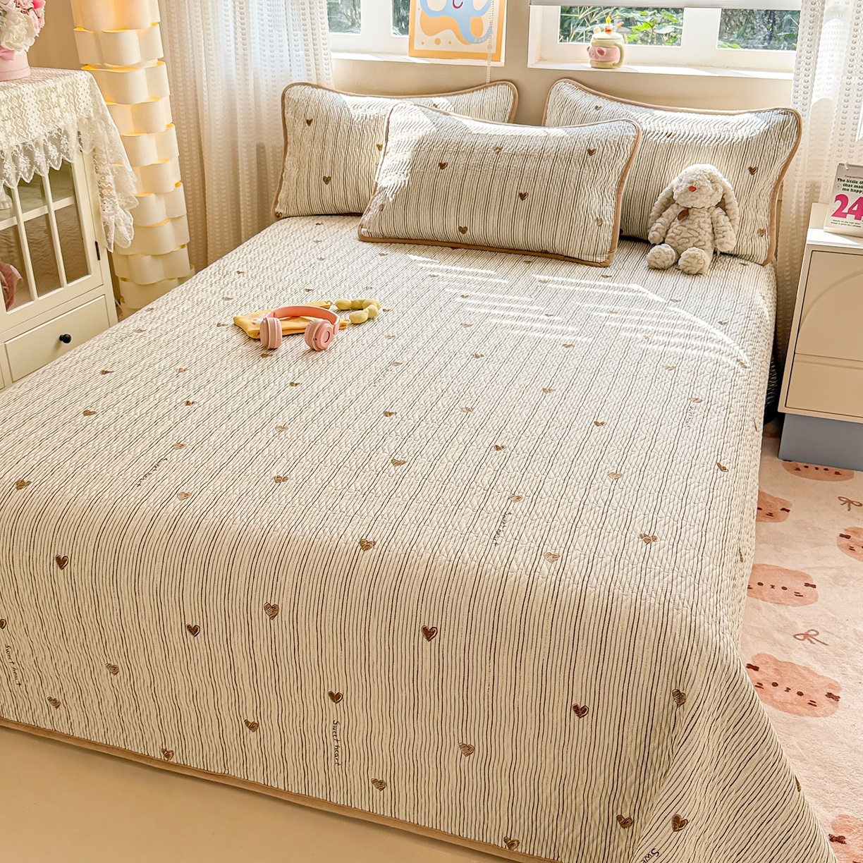 91家纺网 家纺一手货源 找家纺 布兰鸟家纺【1店】 2025新款全棉宝宝绒夹棉床盖单品床盖床盖单件（四季换面用） 心动时刻