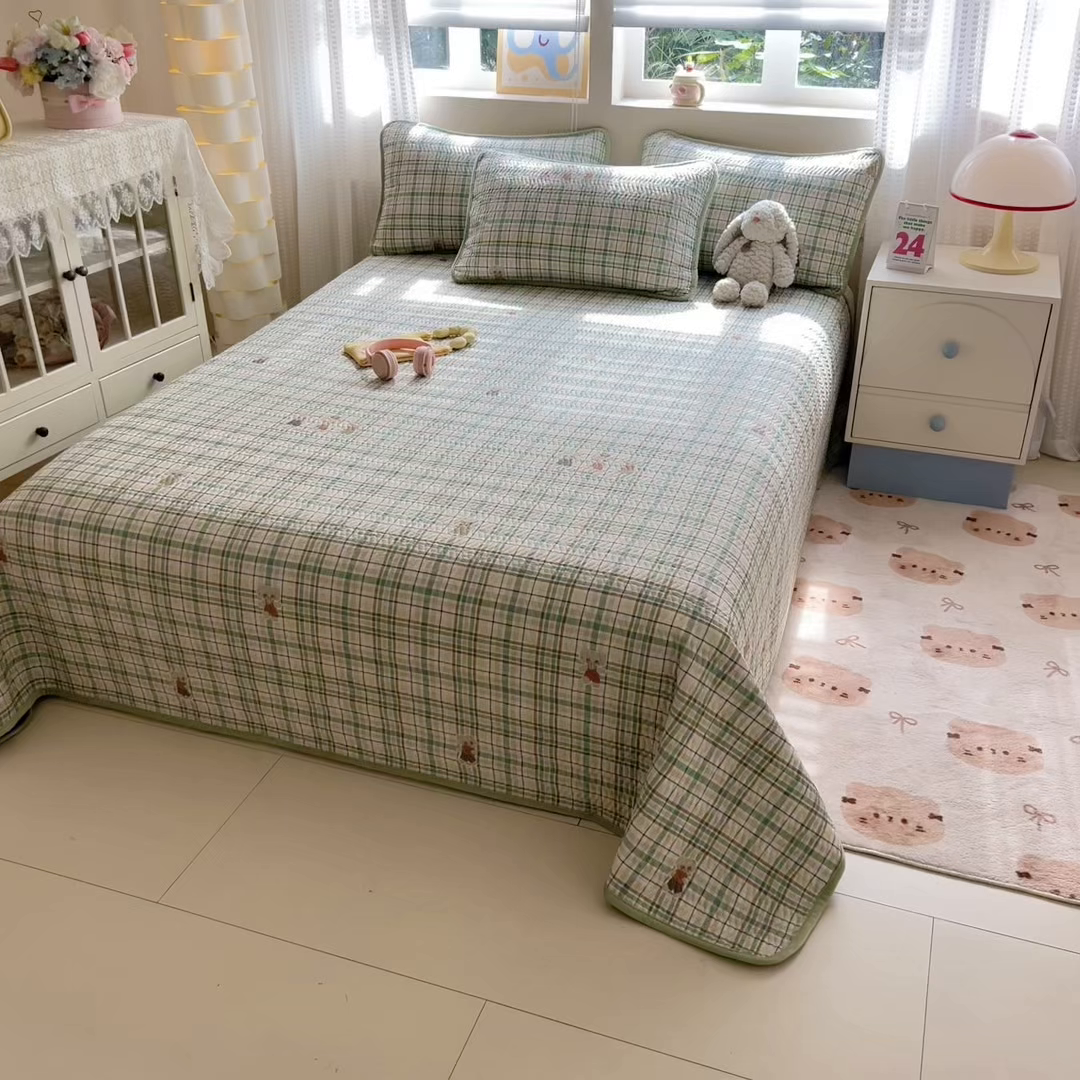 91家纺网 家纺一手货源 找家纺 布兰鸟家纺【1店】 2025新款全棉宝宝绒夹棉床盖单品床盖床盖单件（四季换面用） 格彩小象