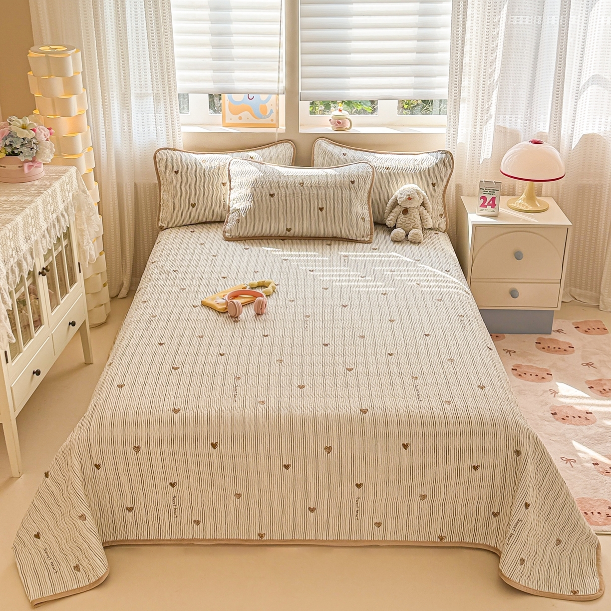 91家纺网 家纺一手货源 找家纺 布兰鸟家纺【1店】 2025新款全棉宝宝绒夹棉床盖单品床盖床盖单件（四季换面用） 心动时刻