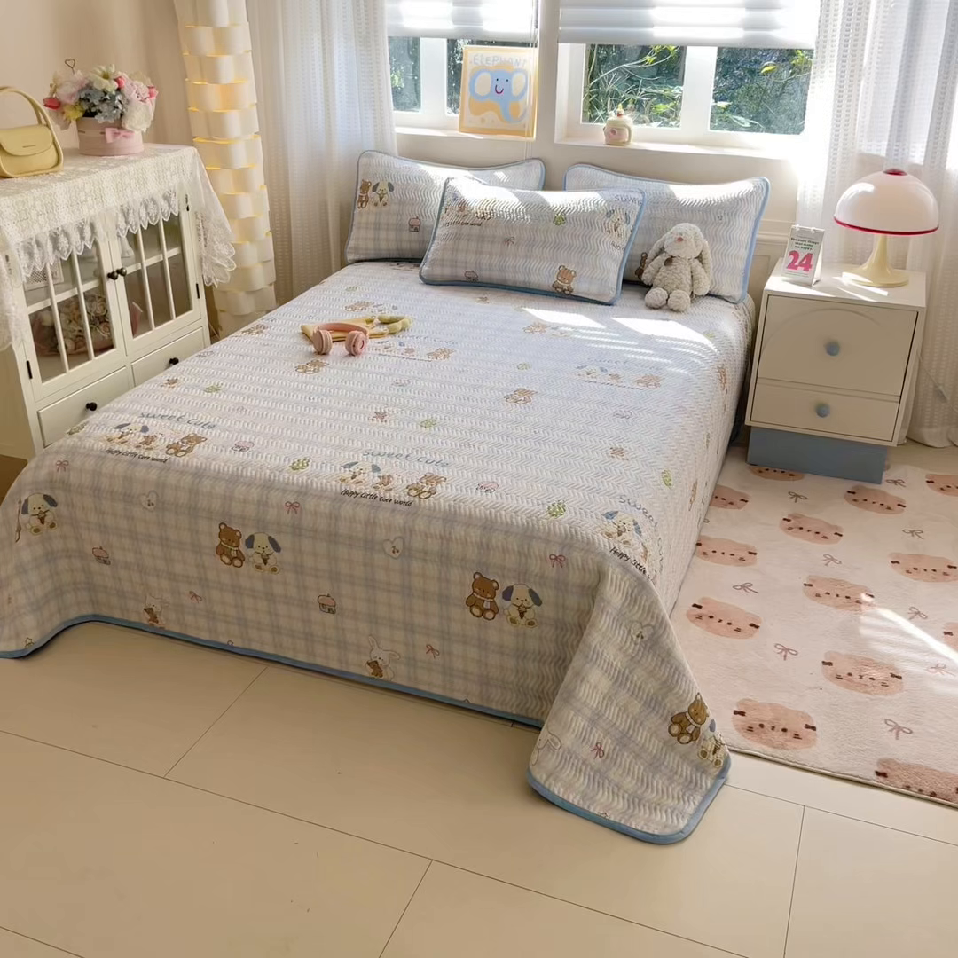 91家纺网 家纺一手货源 找家纺 布兰鸟家纺【1店】 2025新款全棉宝宝绒夹棉床盖单品床盖床盖单件（四季换面用） 梦迪乐园