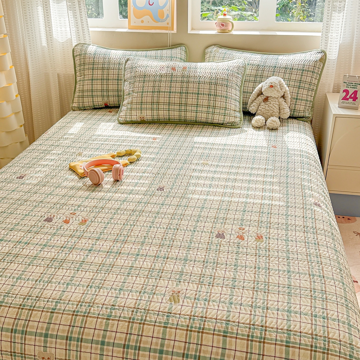 91家纺网 家纺一手货源 找家纺 布兰鸟家纺【1店】 2025新款全棉宝宝绒夹棉床盖单品床盖床盖单件（四季换面用） 格彩小象