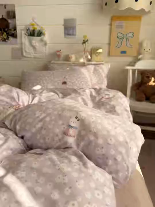 91家纺网 家纺一手货源 找家纺 海岛哥哥 2025新款高克重双层纱糯糯绵印花四件套-萌花系列 萌花系列-兔软软紫