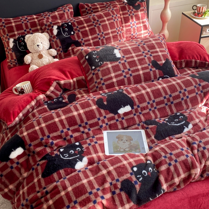 91家纺网 家纺一手货源 找家纺 （总）蝶帕家纺 2025新款兔毛绒印花四件套