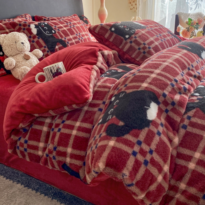 91家纺网 家纺一手货源 找家纺 （总）蝶帕家纺 2025新款兔毛绒印花四件套