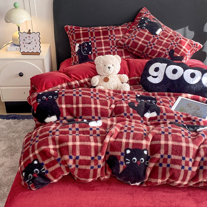 91家纺网 家纺一手货源 找家纺 （总）蝶帕家纺 2025新款兔毛绒印花四件套