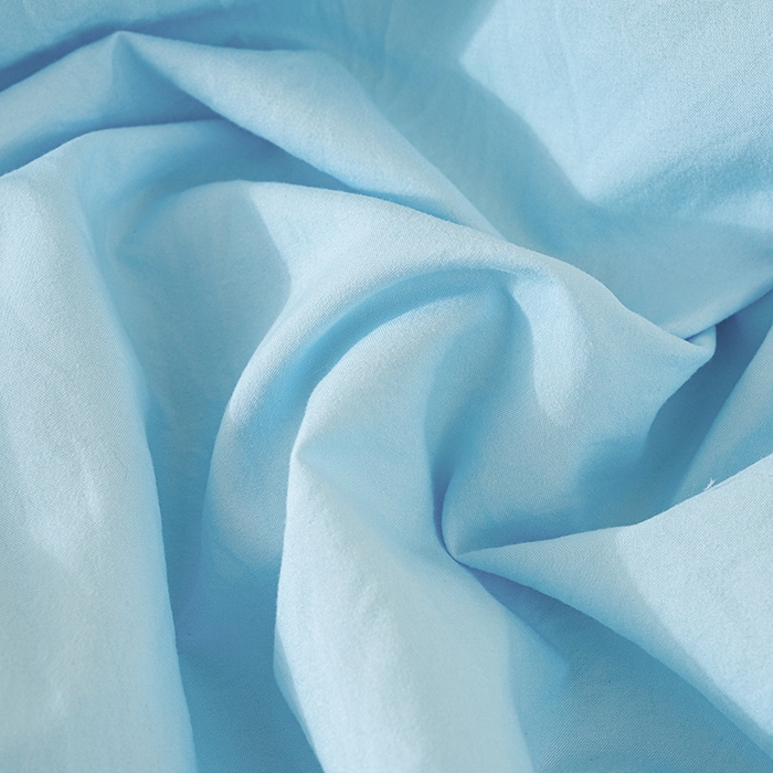 91家纺网 家纺一手货源 找家纺 桔禾家纺 2025新款水洗皱皱云感棉纯色床笠 晴空蓝