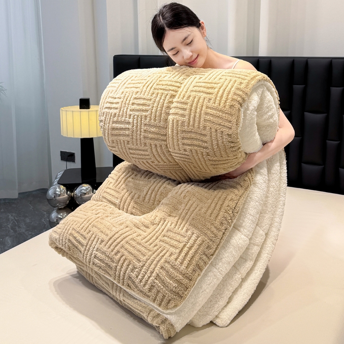 91家纺网 家纺一手货源 找家纺 （总）默忆 2025新款塔芙绒提花冬被被子被芯