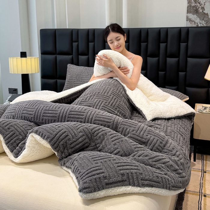 91家纺网 家纺一手货源 找家纺 （总）默忆 2025新款塔芙绒提花冬被被子被芯