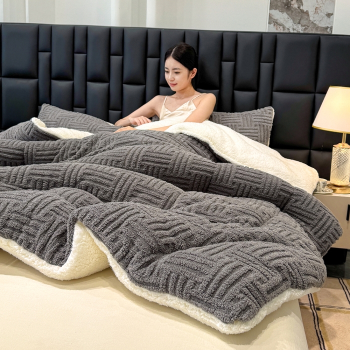 91家纺网 家纺一手货源 找家纺 （总）默忆 2025新款塔芙绒提花冬被被子被芯