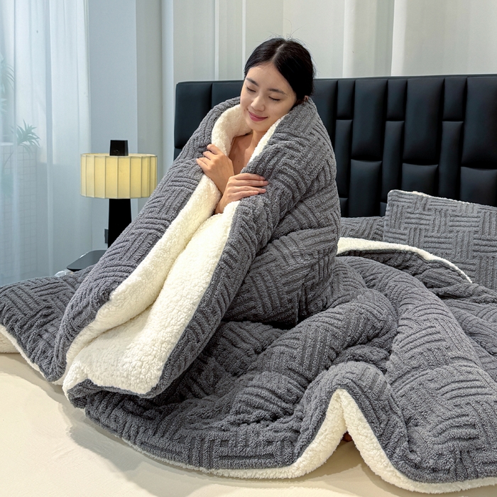 91家纺网 家纺一手货源 找家纺 （总）默忆 2025新款塔芙绒提花冬被被子被芯