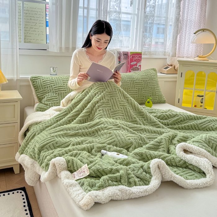 91家纺网 家纺一手货源 找家纺 （总）默忆 2025新款塔芙绒提花毛毯