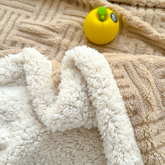 91家纺网 家纺一手货源 找家纺 默忆 2025新款塔芙绒提花毛毯 深卡其