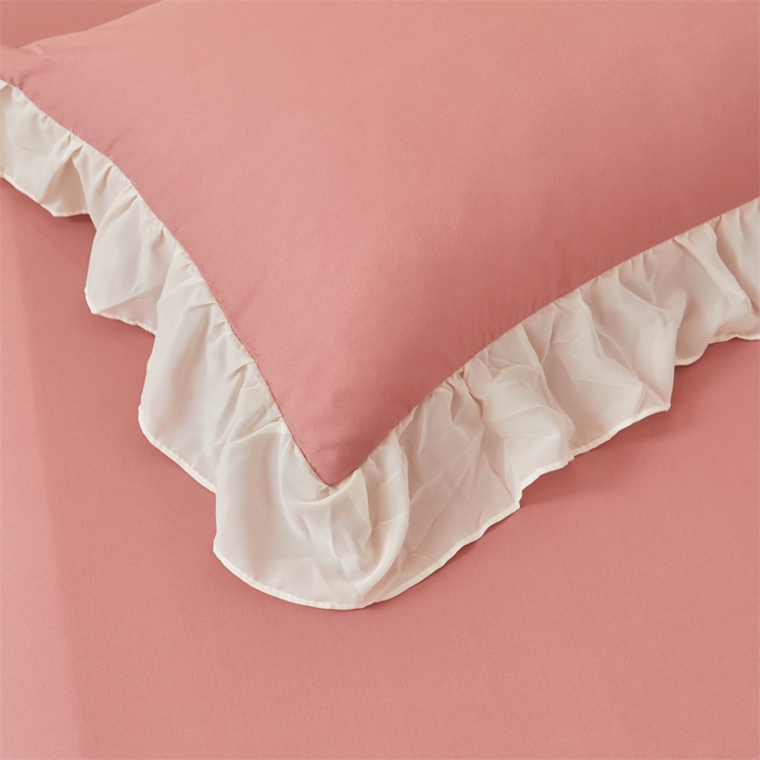 91家纺网 家纺一手货源 找家纺 （总）缦绣阁家纺 2025新款水洗棉刺绣纯色床裙三件套跨境外贸传供